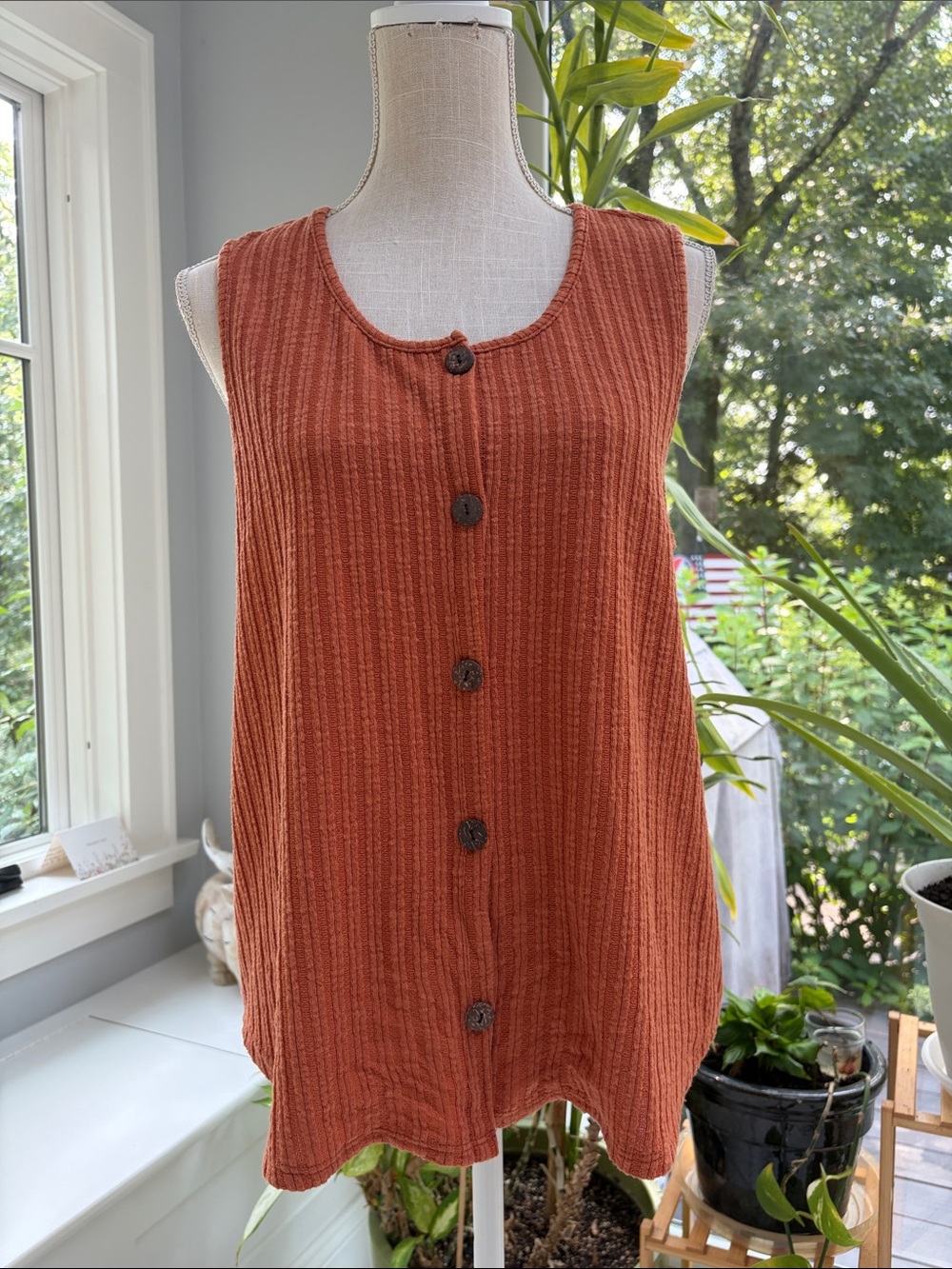 W5 Ribbed Tank in Rust Orange - Picture 7 of 8